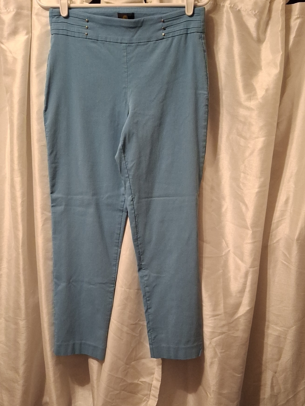JM Collection Light Blue Ponte Crop Pants